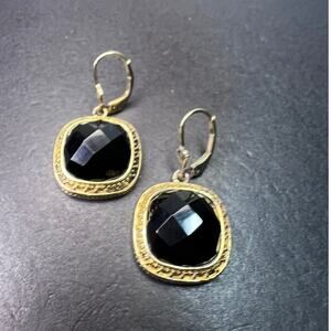 Black onyx vermeil lever back earrings